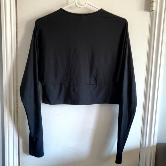 Garage Black Plunge Long Sleeve Top Size L Going out Club Party minimal basics - Picture 5 of 8